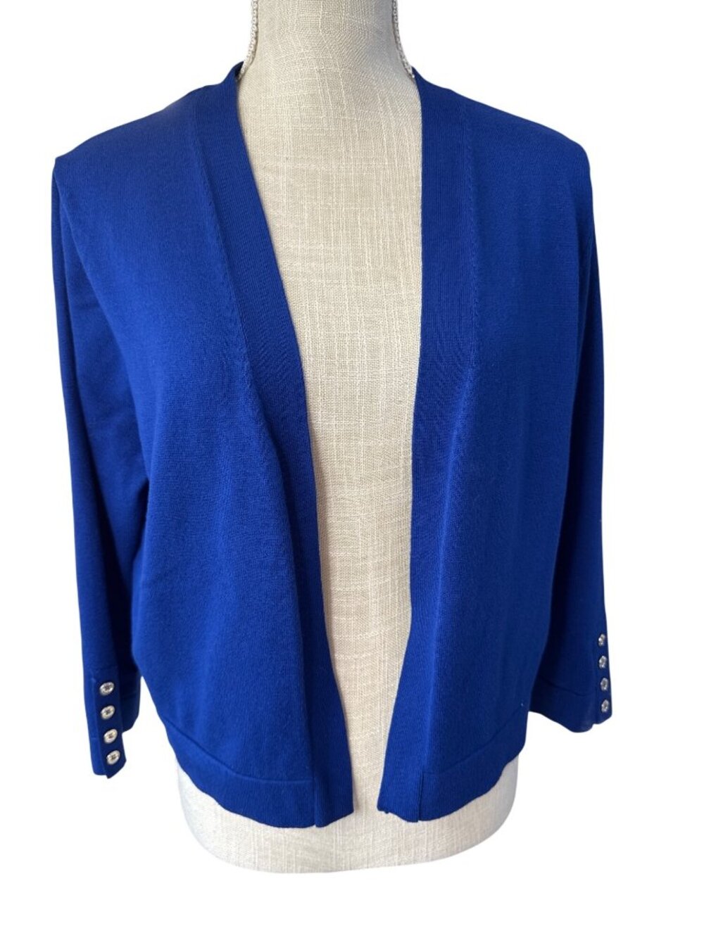 Tommy Hilfiger Womens Open-Front Cardigan Royal Blue Button Cuffs Size XL